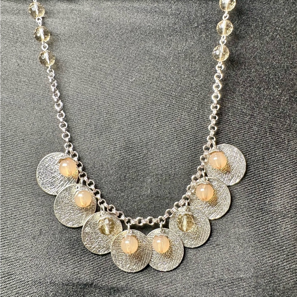 VTG Ann taylor Loft   statement necklace Rose And crystal beads made In Italy